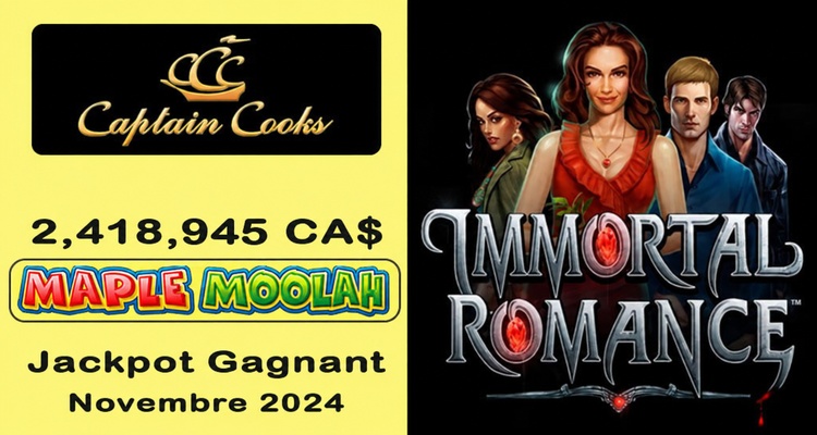 Jackpot Maple Moolah Gagné chez Captain Cooks Casino